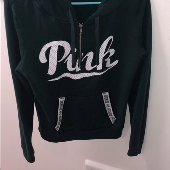 victoria’s secret PINK half zip green hoodie - Picture 2 of 4